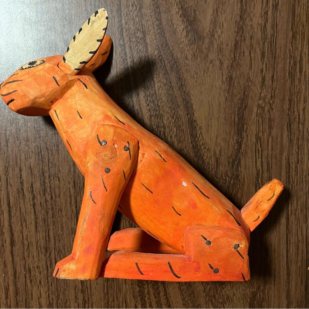 Oaxaca Hand carved Wood Rabbit Sculpture